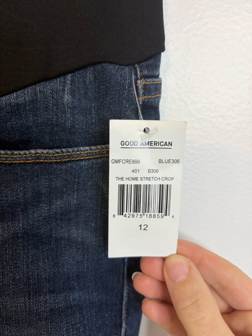 Good American Good Legs Dark Wash Cropped Maternity Jeans (NWT) - Picture 5 of 7
